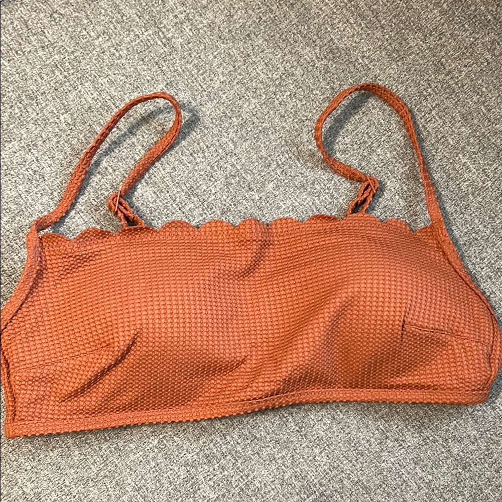 AERIE NWT Scalloped Edge Rust Swim Top